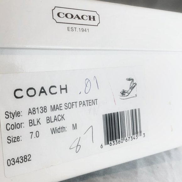 COACH LOGO MAE SOFT PATENT WEDGE SANDALS - Picture 6 of 6